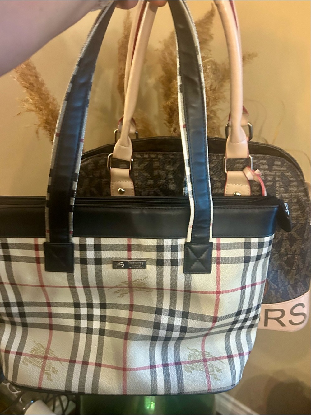 Lot of 2 bags  MK Logo Tote with Pale Pink Trim